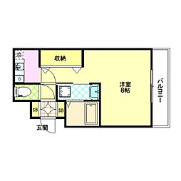 シェルネージュ 1階1Kの間取り