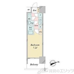 スペーシア江坂広芝町 11階1Kの間取り