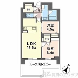 リビエナ グラン 新梅田 3階2LDKの間取り