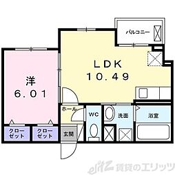 クレスト 2階1LDKの間取り