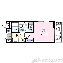 グランジュテ舟木 4階1Kの間取り