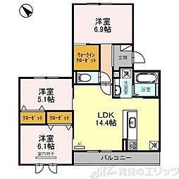 セレナ 710 2階3LDKの間取り