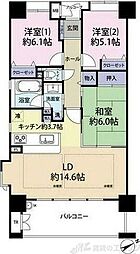 ルナコート千里丘の街 3階3LDKの間取り