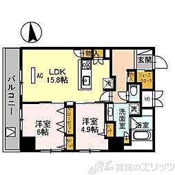 グランセジュール江坂　住居 12階2LDKの間取り