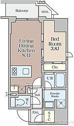クレストコート堂島 1LDKの間取図画像