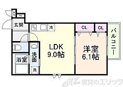 フジパレス千里丘駅東II番館 3階1LDKの間取り