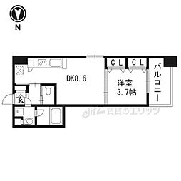 アーバネックス高槻芥川 2階1LDKの間取り