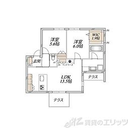 (仮称)大阪市東淀川区上新庄2丁目へーベルメゾン 2LDKの間取図画像