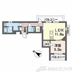 吹田市昭和町マンション 1LDKの間取図画像