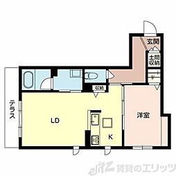テラスクラーヴス 1LDKの間取図画像