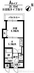 豊里セレニテ 1DKの間取図画像