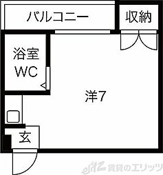 シャトー亜寿香 ワンルームの間取図画像
