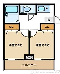 ミングル豊新セリオ 2Kの間取図画像
