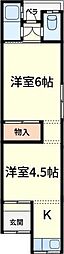 藤田コーポ 2Kの間取図画像