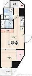 リッジ江坂 1LDKの間取図画像