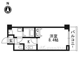 オーク南茨木 1Kの間取図画像