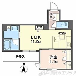 ティーエヌ伍番館 1LDKの間取図画像