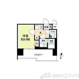 エスリードレジデンス梅田グランゲート 1Kの間取図画像