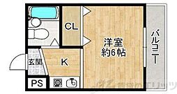エステート上新庄 ワンルームの間取図画像