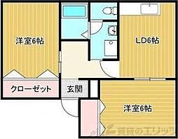 コートエスペランサ 2DKの間取図画像