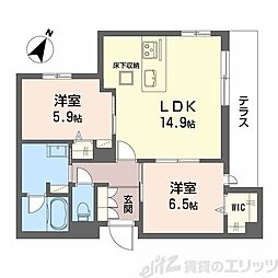 吹田市昭和町マンション 2LDKの間取図画像