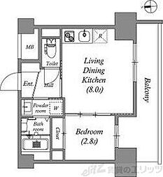 アドバンス江坂ラシュレ 1LDKの間取図画像