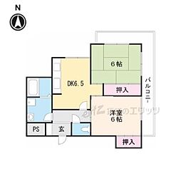 グリーンピア高槻 2DKの間取図画像