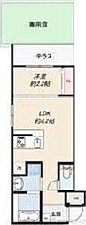 リアコート千里2 NORTH 1LDKの間取図画像
