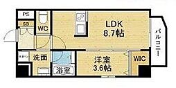 エールグラン吹田片山町 1LDKの間取図画像