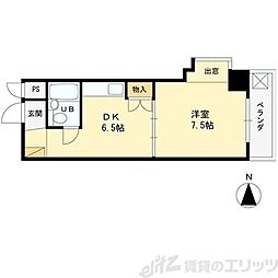 シティコート東扇町 1DKの間取図画像