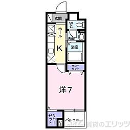 グレンツェン茨木 1Kの間取図画像