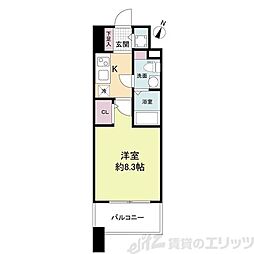 プラウドフラット新大阪 1Kの間取図画像