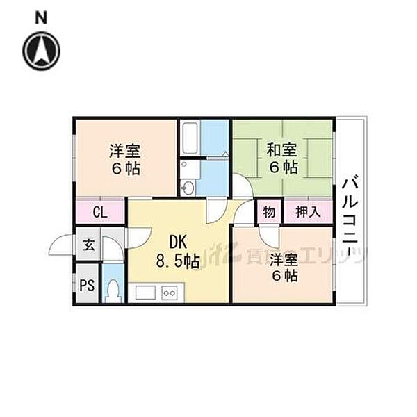 735柳ビル 303｜大阪府高槻市栄町１丁目(賃貸マンション2DK・3階・45.36㎡)の写真 その2