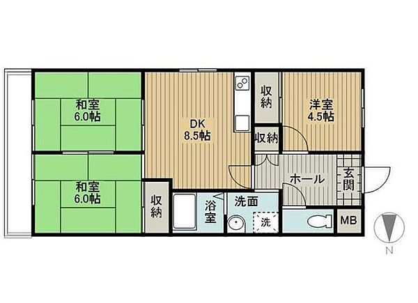 ハイツ81 301｜大阪府高槻市栄町１丁目(賃貸マンション3DK・3階・59.00㎡)の写真 その2