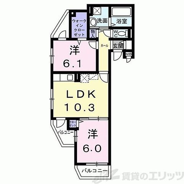 ブリリアント 301｜大阪府箕面市粟生新家２丁目(賃貸アパート2LDK・3階・54.44㎡)の写真 その2