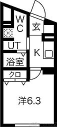 M.Granz千里山 4階1Kの間取り