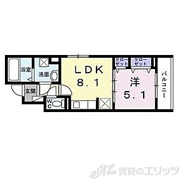 ローデア氷室 3階1LDKの間取り