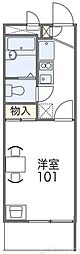 レオパレスＫ 2階1Kの間取り