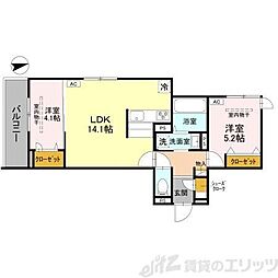 D-residence東五百住町 2階2LDKの間取り