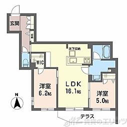 シャーメゾン　エヌーノ 102 1階2LDKの間取り