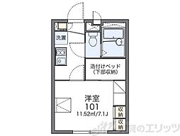 レオパレスアルカディア 2階1Kの間取り