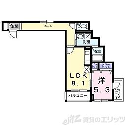 エスポアール上山手 2階1LDKの間取り