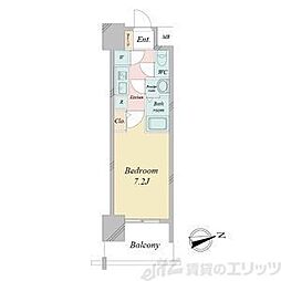 スペーシア江坂広芝町 13階1Kの間取り