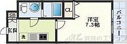 アリビオ千里豊津 7階1Kの間取り