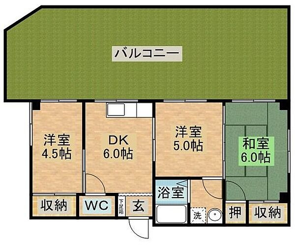 サンハイツ西山 ｜長崎県長崎市西山１丁目(賃貸マンション3DK・4階・49.12㎡)の写真 その2