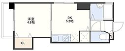 グランディール下西山 1階1DKの間取り