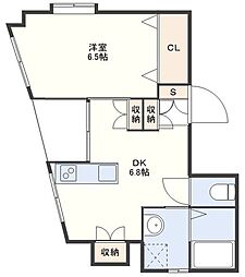 レジデンス筑後 3階1DKの間取り