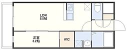 リアンレガーロ新大工町Sta. 1LDKの間取図画像
