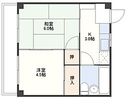 ハイツ大鳥 2Kの間取図画像