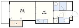 シャミール 1DKの間取図画像